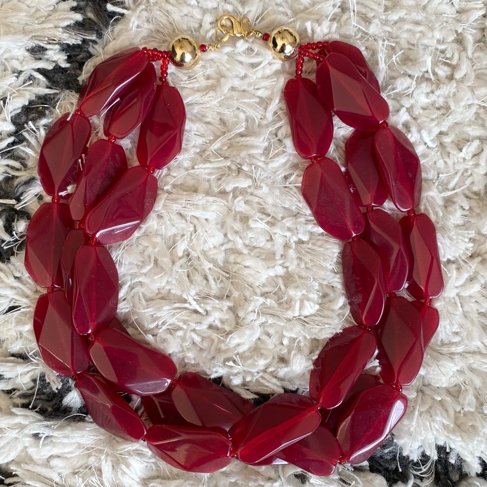 Anthropologie Brick Red Necklace